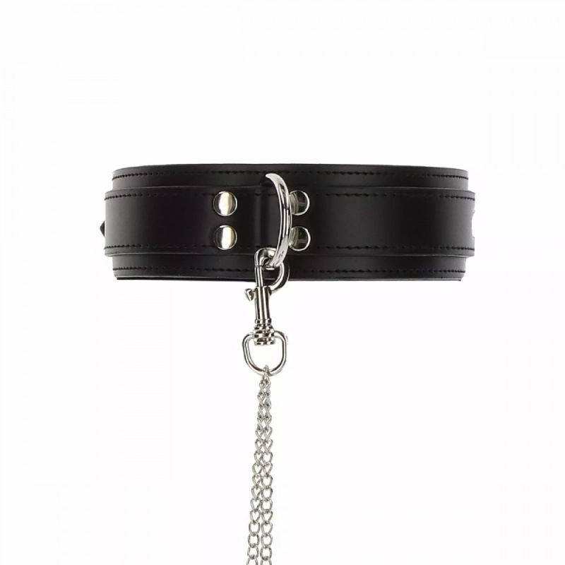 Широкий нашийник з наручниками та ланцюгом Taboom Luxury Bondage Essentials, чорний вид 8