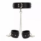 Широкий ошейник с наручниками и цепью Taboom Luxury Bondage Essentials, черный вид 6