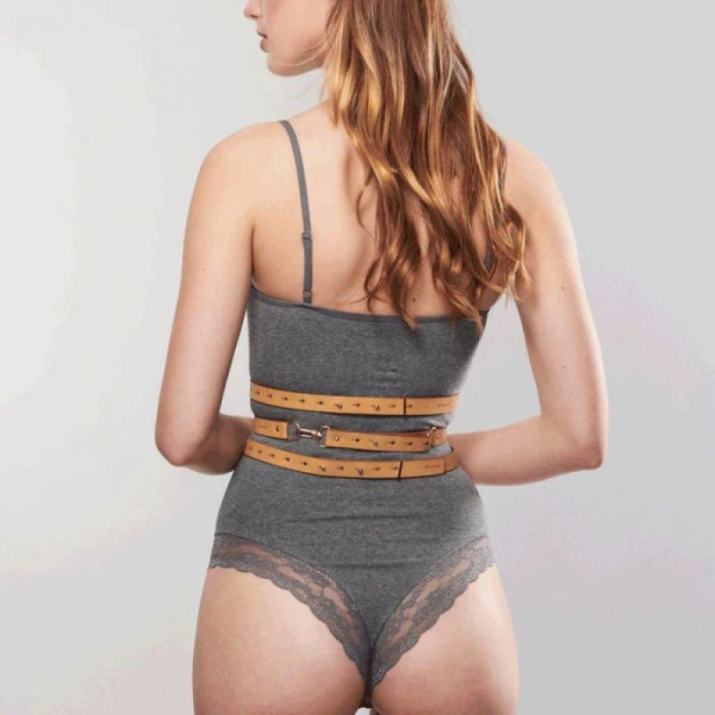 Широкий пояс із наручниками MAZE Bijoux Indiscrets бежевий вид 3