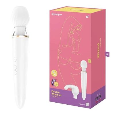 Смарт масажер-мікрофон Satisfyer Double Wand-er Connect App білий
