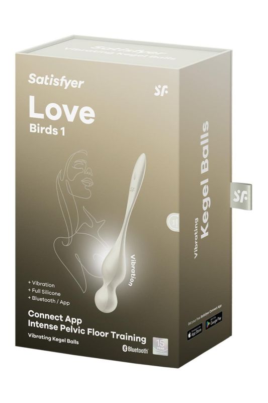 Смарт-кульки Кегеля Satisfyer Love Birds 1 з вібрацією, білі вид 7