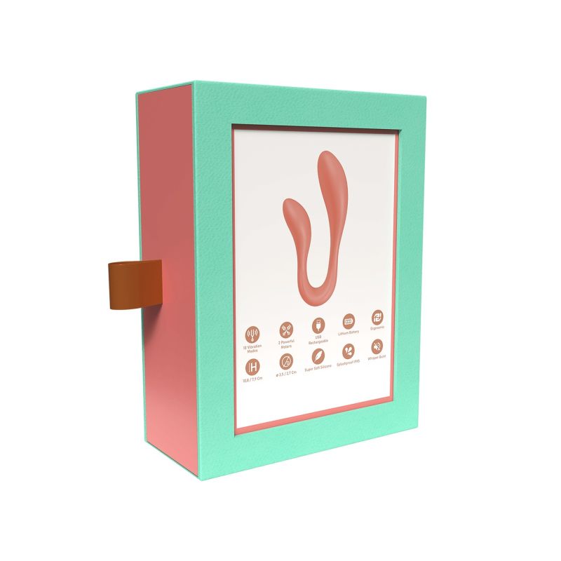 Смарт-стимулятор Adrien Lastic Couple Secrets II + APP для клітора та точки G, кораловий вид 9