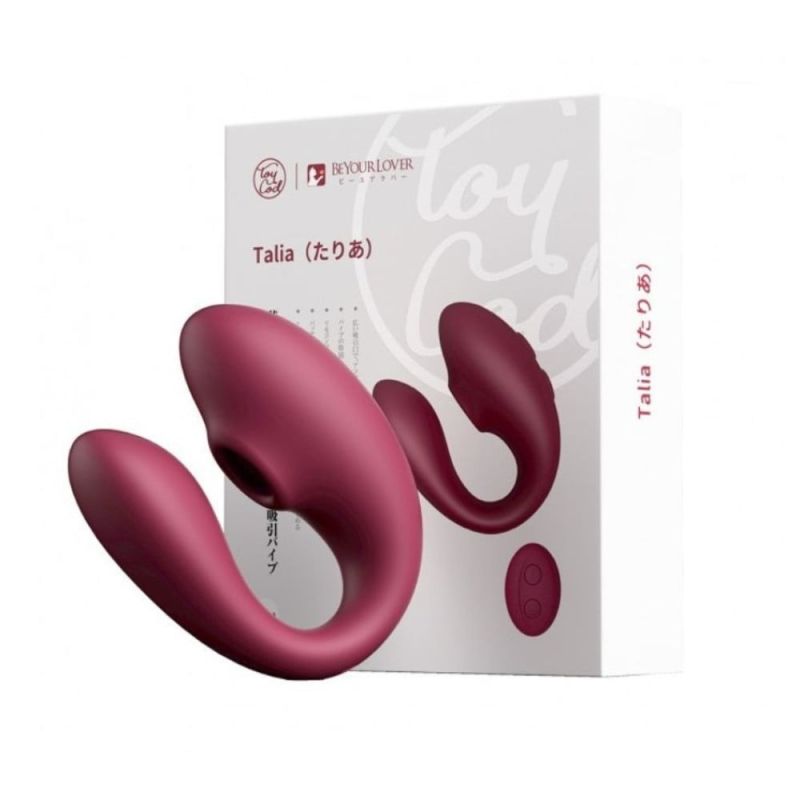 Вибратор для пар вакуумный BeYourLover Talia с пультом управления, бордовый. вид 7