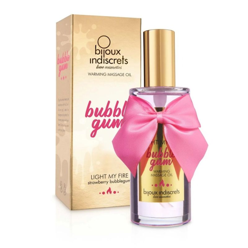 Зігріваюча масажна олія для поцілунків Bijoux Light My Fire з ароматом і смаком полуничної жуйки вид 9