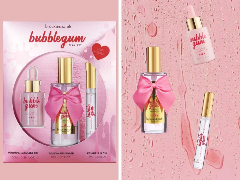 Зігріваюча масажна олія для поцілунків Bijoux Light My Fire з ароматом і смаком полуничної жуйки вид 4