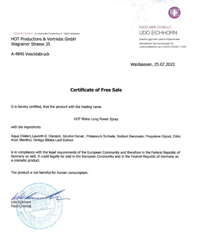 Спрей пролонгатор для мужчин HOT RHINO, 10 мл вид 6