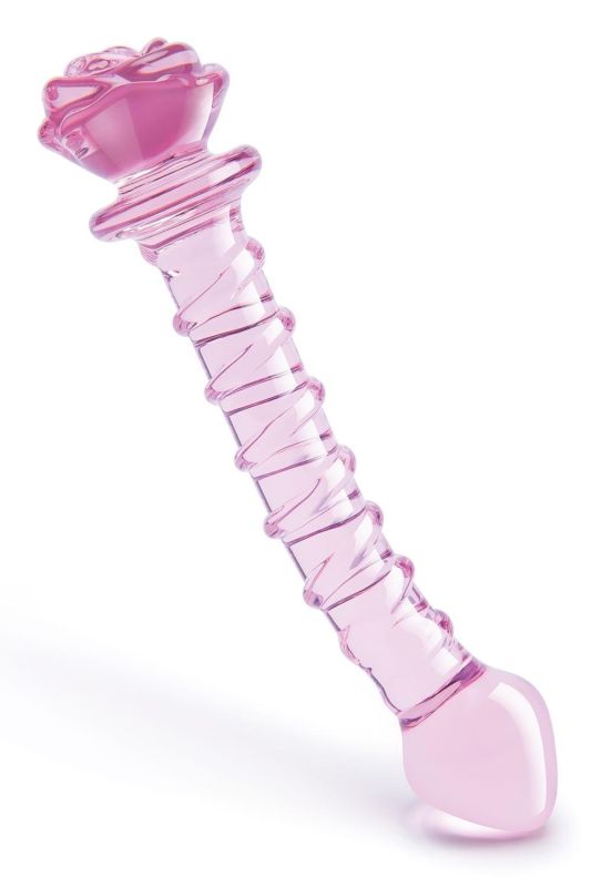 Спиральный фаллоимитатор для точки G из стекла Dream Toys Glaze Glass в форме бутона розы вид 2