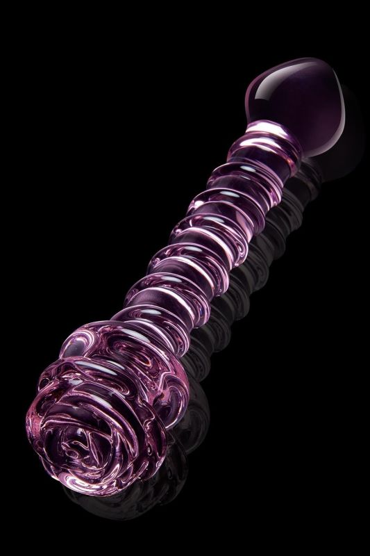 Спиральный фаллоимитатор для точки G из стекла Dream Toys Glaze Glass в форме бутона розы вид 5