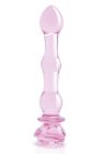 Скляний фалоімітатор Dream Toys Glaze Glass у формі бутона троянди з намистинами, рожевий вид 3