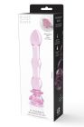 Скляний фалоімітатор Dream Toys Glaze Glass у формі бутона троянди з намистинами, рожевий вид 6