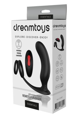 Стимулятор для простаты Dream Тoys Еssentials Remote P-Pleaser с петлей на мошонку, черный