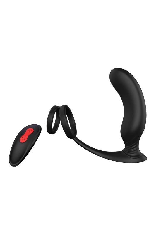 Стимулятор для простаты Dream Тoys Еssentials Remote P-Pleaser с петлей на мошонку, черный вид 4
