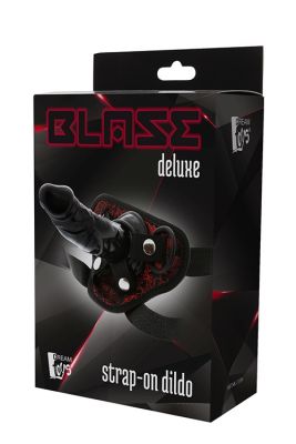 Съемный страпон Dream Toys Blaze Deluxe Strap-On Dildo на черных трусиках с красной вышивкой