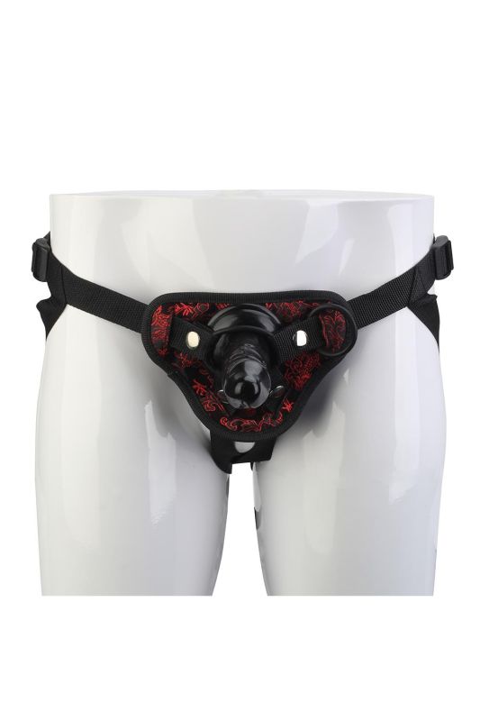 Знімний страпон Dream Toys Blaze Deluxe Strap-On Dildo на чорних трусиках з червоною вишивкою вид 4