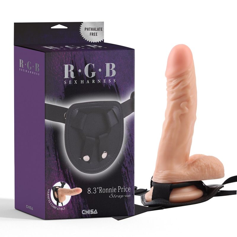 Страпон на ремнях с кольцевым креплением Chisa R.G.B Ronnie Price с реалистичным фаллоимитатором вид 2