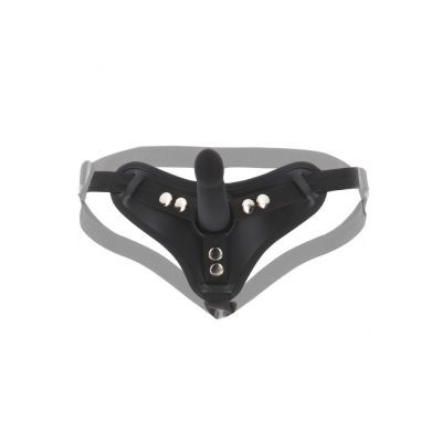 Страпон на ременях Taboom Luxury Bondage Essentials з кільцевим кріпленням, чорний, S