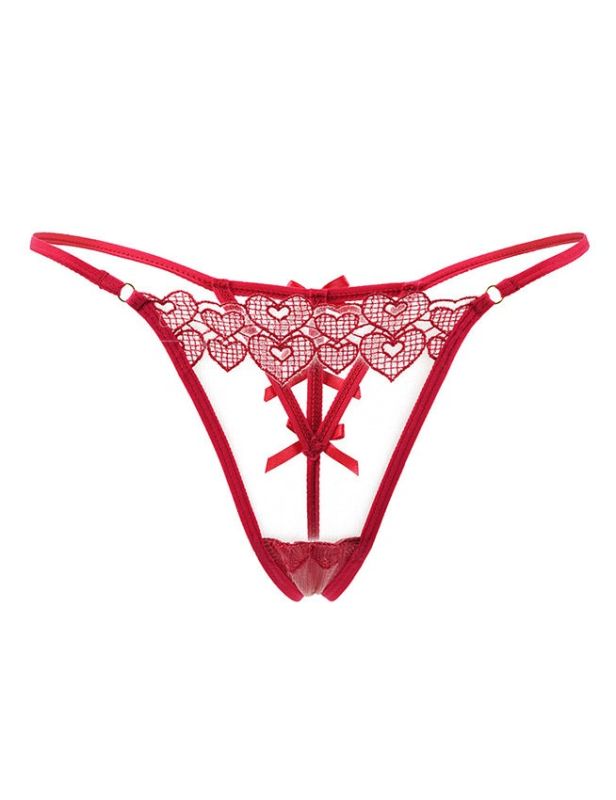 Стрінги Star Night з візерунком у вигляді сердець і декоративними бантиками, червоний (без коробки) вид 4