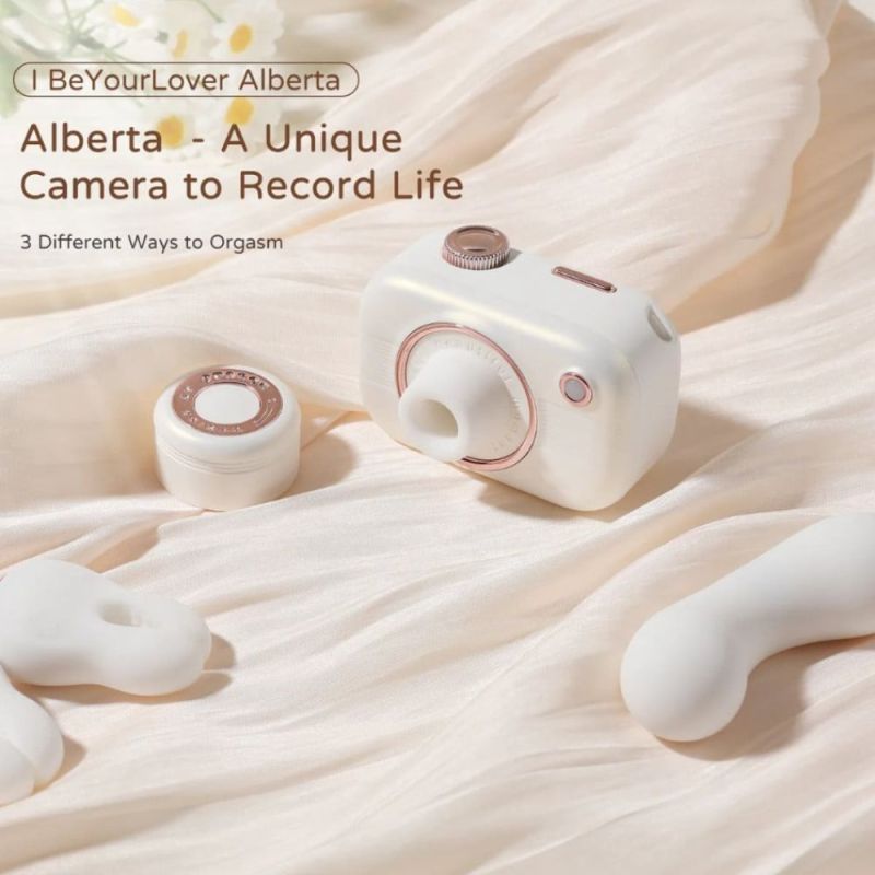 Смарт стимулятор 5-в-1 для клітора, сосків та точки G BeYourLover Alberta у вигляді фотоапарата, білий вид 9