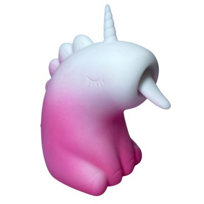 Стимулятор клитора с длинным вращающимся язычком UNIVIBE Единорог, 10 режимов, градиент бело-розовый