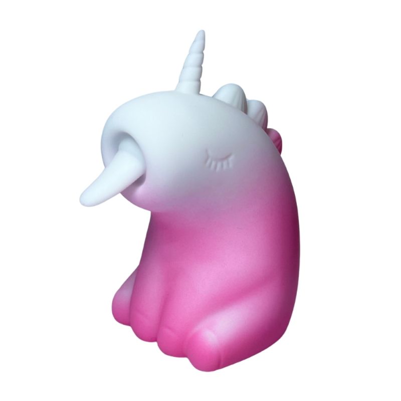 Стимулятор клитора с длинным вращающимся язычком UNIVIBE Единорог, 10 режимов, градиент бело-розовый вид 3