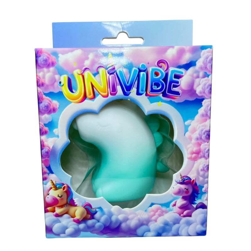 Стимулятор клітора з пульсацією UNIVIBE Єдиноріг, 5 режимів, градієнт біло-зелений вид 11