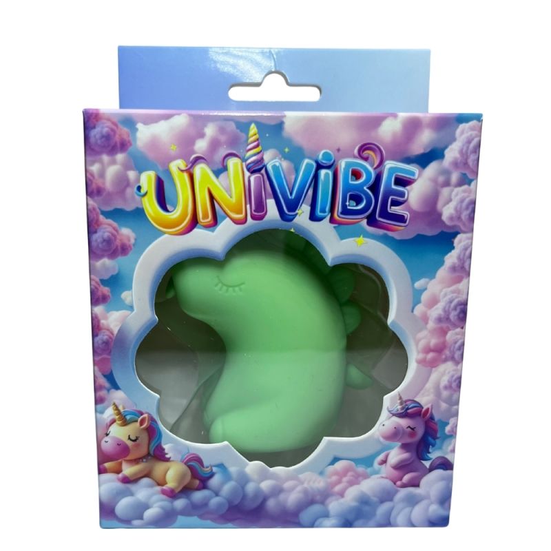 Стимулятор клитора с язычком UNIVIBE Единорог, 10 режимов, зеленый вид 12