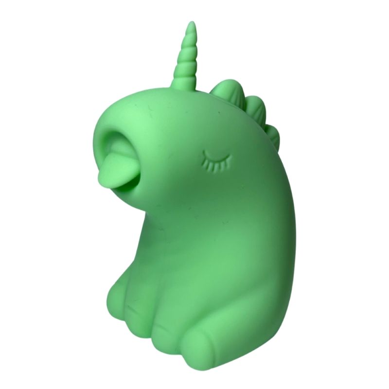 Стимулятор клітора з язичком UNIVIBE Єдиноріг, 10 режимів, зелений вид 3