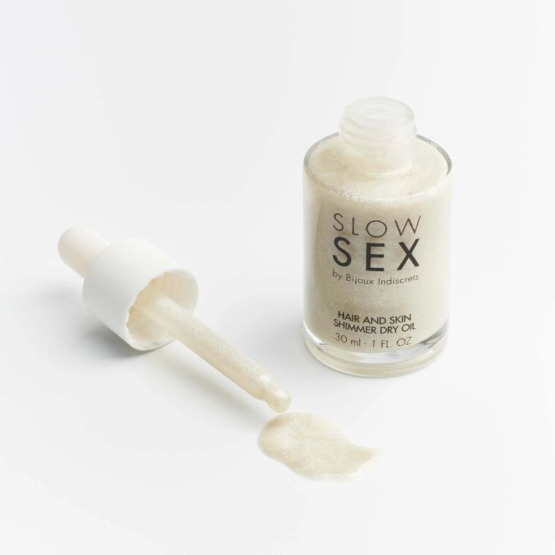 Суха олія для тіла та волосся Slow Sex by Bijoux Indiscrets з мерехтливими частинками вид 12