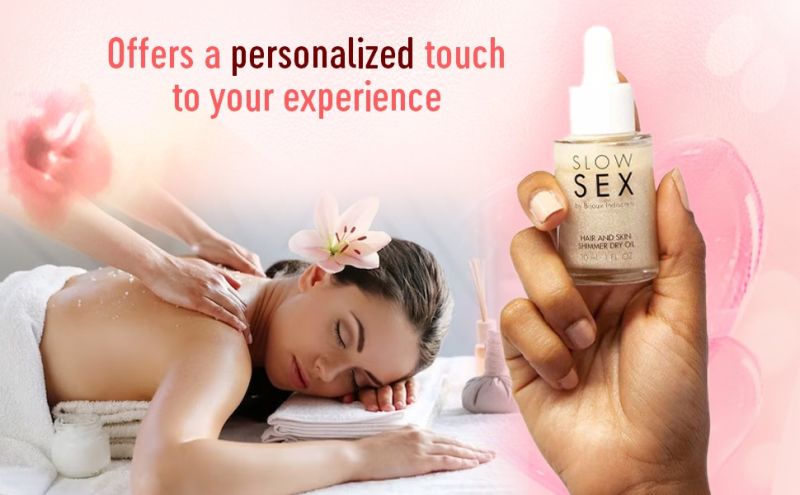 Сухое масло для тела и волос Slow Sex by Bijoux Indiscrets с мерцающими частицами вид 5