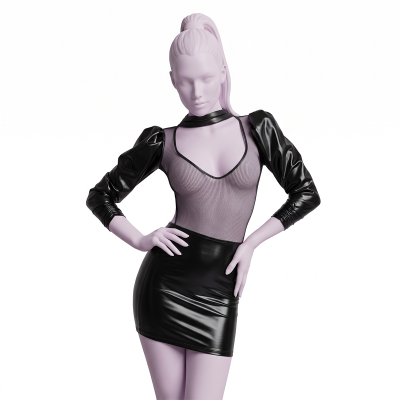 Сукня з довгими рукавами Noir Handmade F201 і відкритими грудьми, чорна, L