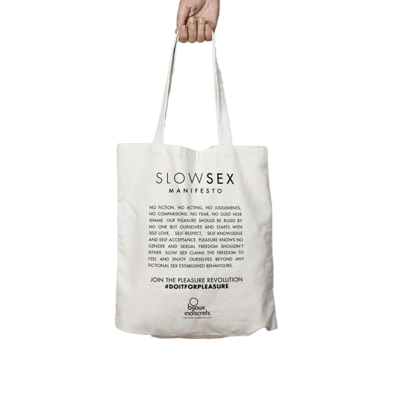 Сумка-шопер тканинна Bijoux indiscrets SLOW SEX Tote Bag біла вид 2