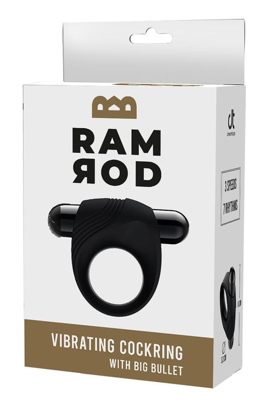 Эрекционное кольцо с вибрацией Dream Toys Ramrod чёрное, 8 х 3.2 см вид 2