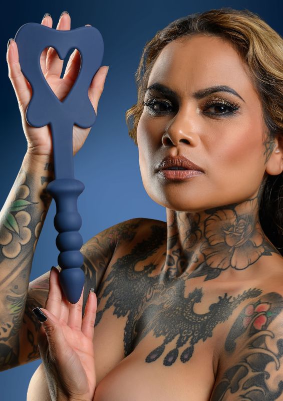 Силіконова шльопанка з тримачем у вигляді анальної пробки Taboom Silicone Supreme, синій вид 3