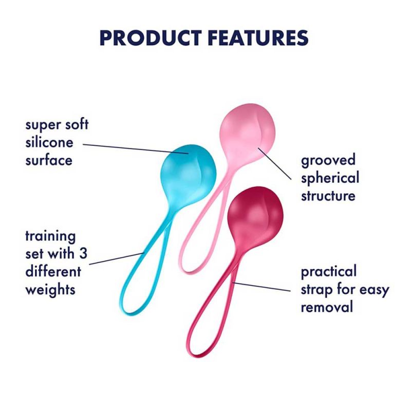 Набір одинарних вагінальних кульок Satisfyer Strengthening Balls різнокольорові вид 6