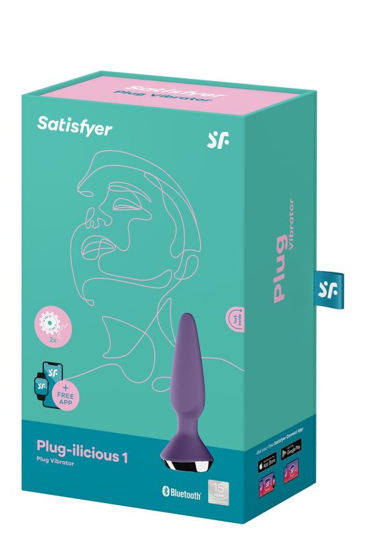Анальна пробка з двома моторами Satisfyer Plug-ilicious 1 та керуванням з телефону, фіолетова вид 5