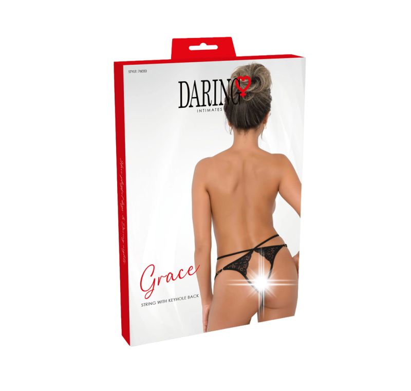 Трусики мереживні з інтимним вирізом S/M Grace Daring Intimates, чорні вид 2