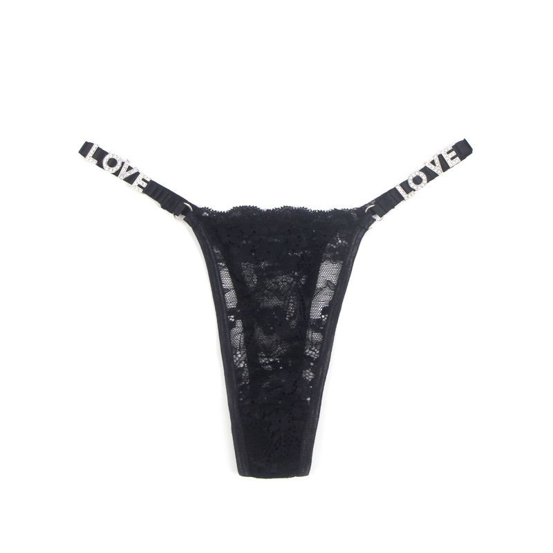 Трусики кружевные Star Night со стразами LOVE, черные, XL вид 7