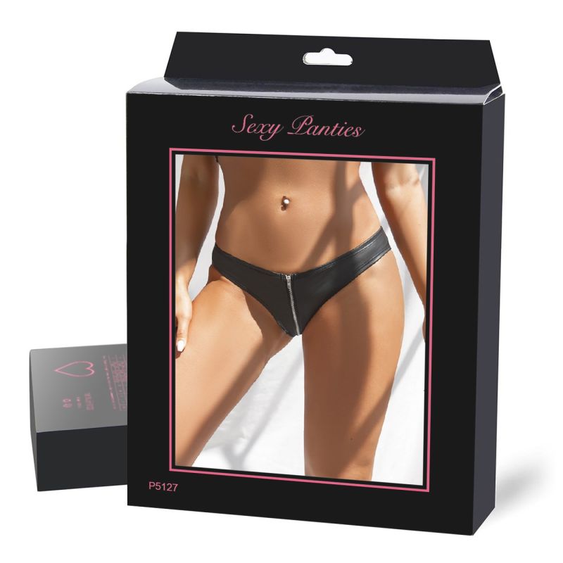 Трусики вінілові Star Night на блискавці, чорний вид 8