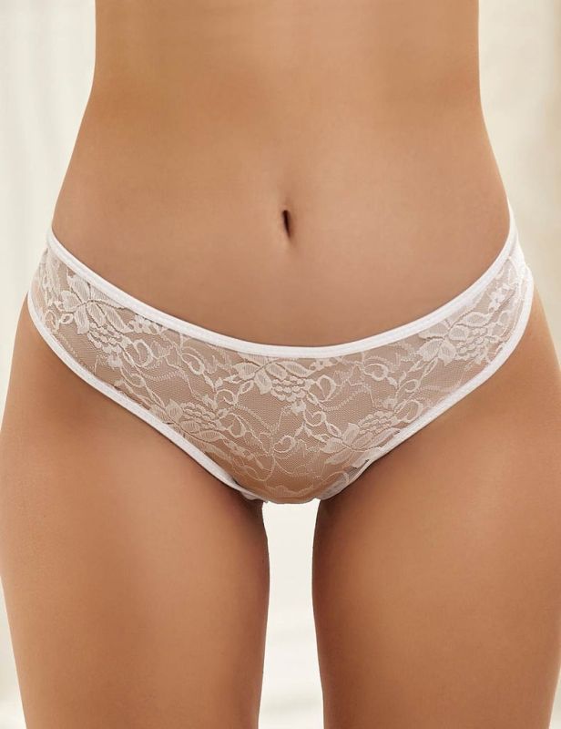 Трусики з квітковим мереживом Star Night та відкритим доступом, білий вид 5