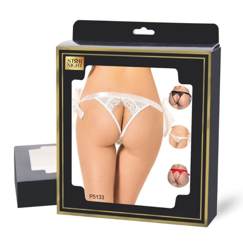 Сексуальні червоні мереживні трусики Star Night з відкритим доступом вид 5