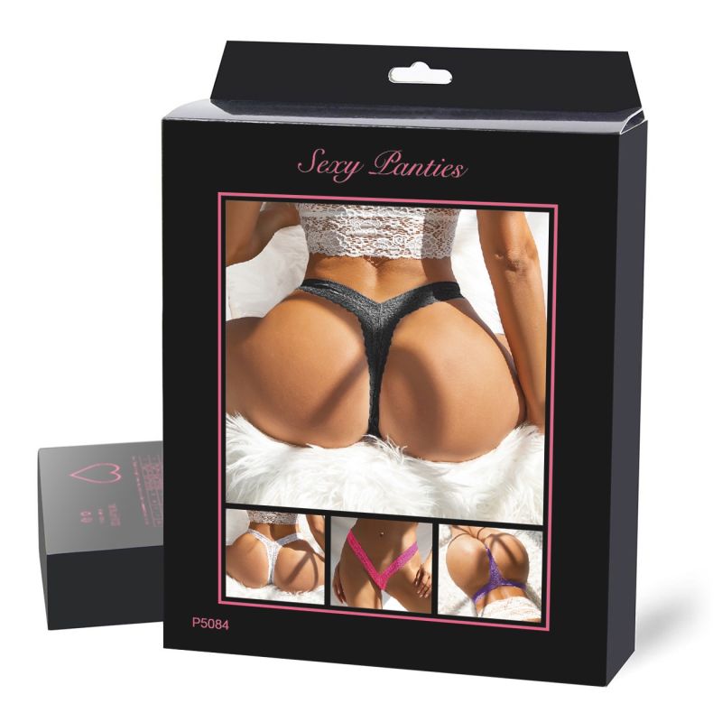 Трусики мереживні стрінги Star Night, чорний вид 8