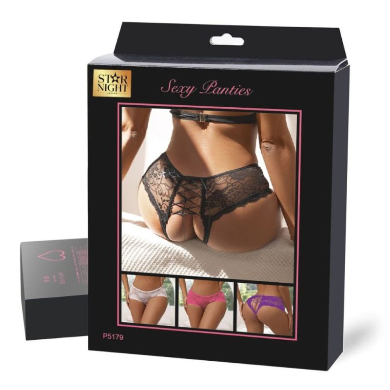 Белые трусики Star Night с цветочным кружевом и открытым доступом вид 11