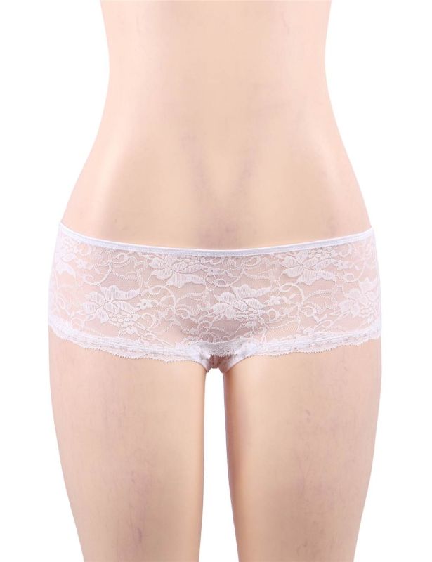 Белые трусики Star Night с цветочным кружевом и открытым доступом вид 7