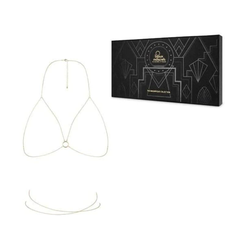 Цепочка портупея Bijoux Indiscrets Magnifique Bra Chain - Silver, украшение на тело вид 5