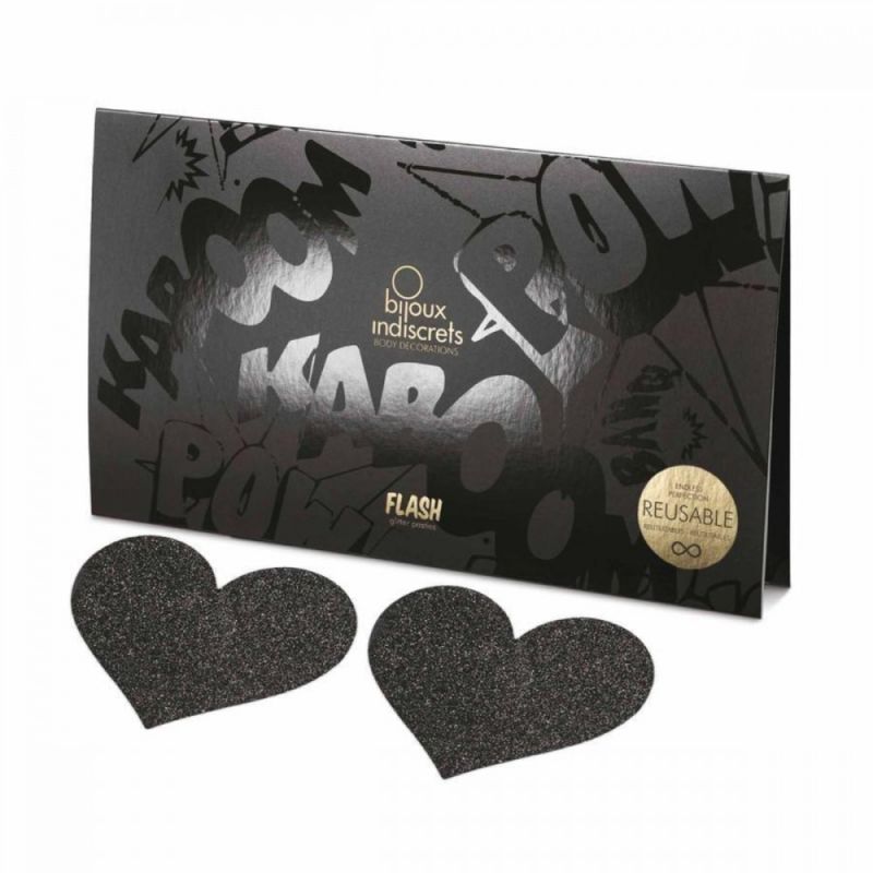 Прикраса для грудей Flash - Heart Black Bijoux Indiscrets вид 7