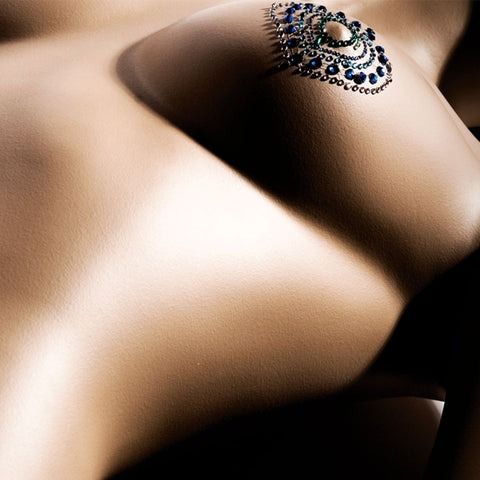 Украшения для груди и бикини со стразами Bijoux Indiscrets Flamboyant изумрудно-голубой вид 2