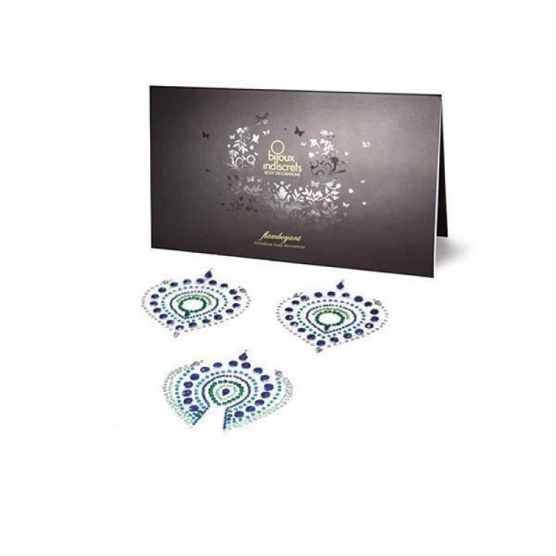 Украшения для груди и бикини со стразами Bijoux Indiscrets Flamboyant изумрудно-голубой вид 9