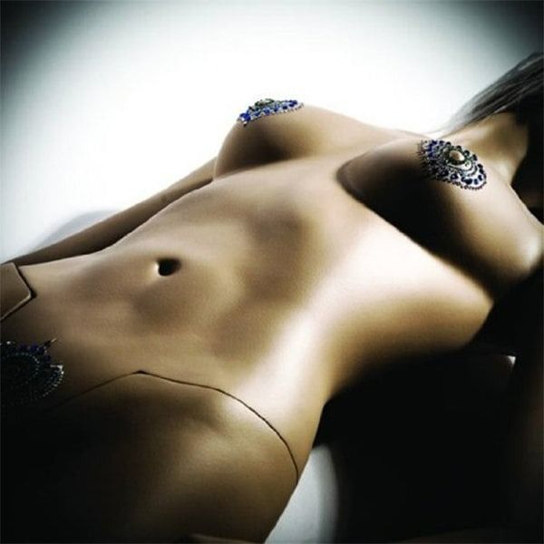 Украшения для груди и бикини со стразами Bijoux Indiscrets Flamboyant изумрудно-голубой вид 3