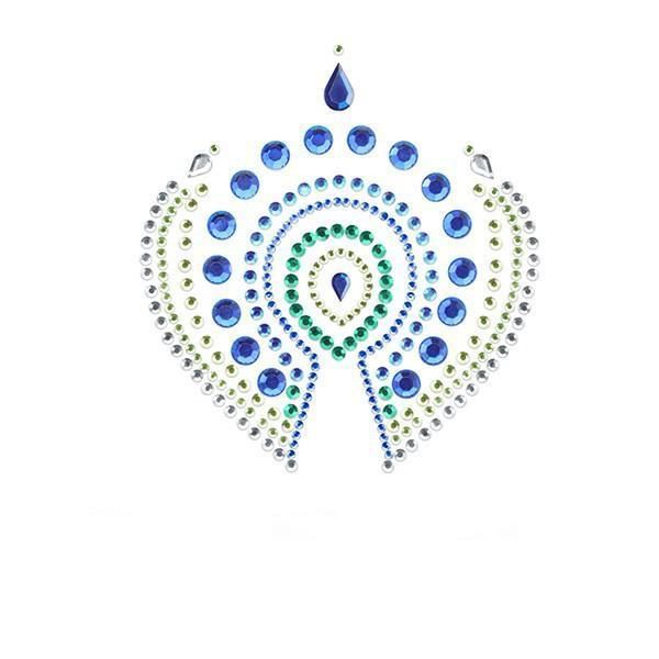 Прикраси для грудей та бікіні зі стразами Bijoux Indiscrets Flamboyant смарагдово-блакитний вид 12