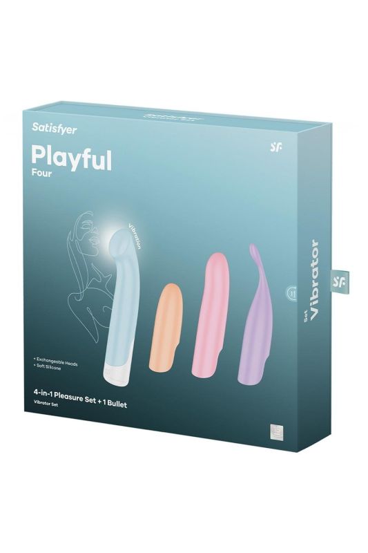 Універсальний набір для інтимної стимуляції Satisfyer Playful Four з 4 різнокольоровими насадками вид 13